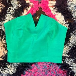 Bright green deep V tube top